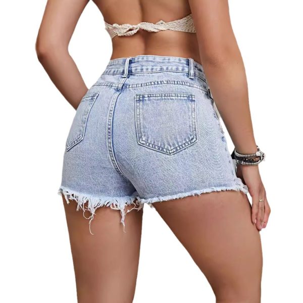 2024 Summer New Arrivals Ladies Short Pants Fashionable and Sexy Distressed Denim Shorts - Image 3
