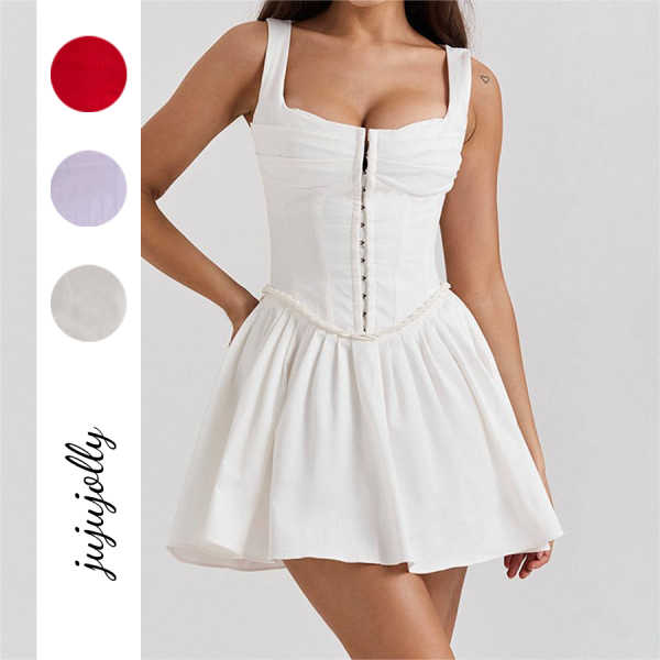 INS Women's Sexy Skirts Spicy Girl Sling Dress Summer Pure Desire Style White Dress New A-line Dress - Image 2