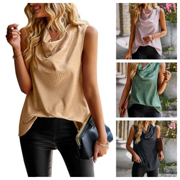 Summer Fashion Geometric Print Sleeveless Women's Top Elegant Versatile Comfortable Blended Pullover Camisole - Image 2