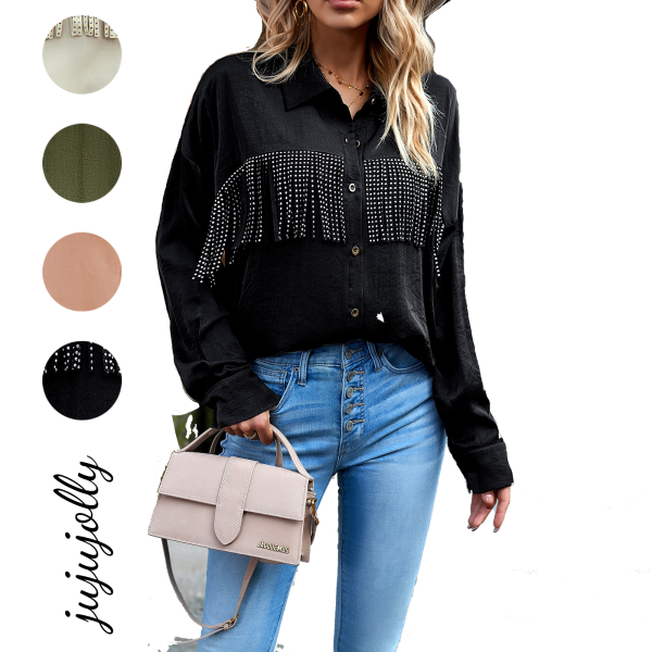 Elegant Commute Design Girls' Long-Sleeved T-Shirt with Fringe Buttons commuters girls' long-sleeved t-shirt