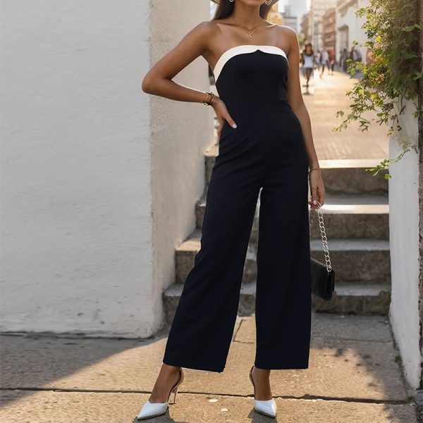 Summer Fashion Commuter Style Patchwork Strapless Sleeveless Jumpsuit Lady Jumpsuit Outfit - Image 2