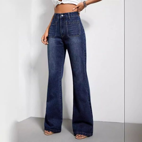 Autumn Palazzo Pants for Women Fashionable High-Waisted Loose Straight-Leg Denim Trousers - Image 2