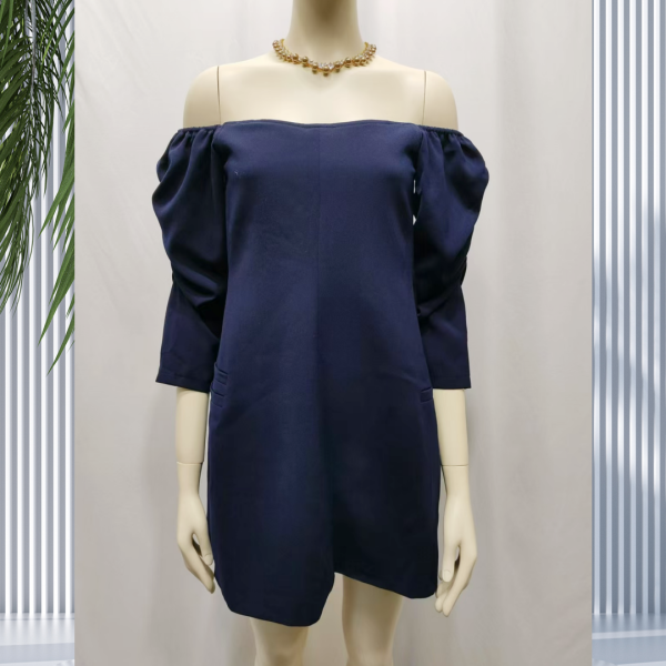 Casual Dresses Elegant Women's Off-Shoulder Three-Quarter Sleeve Short Dress