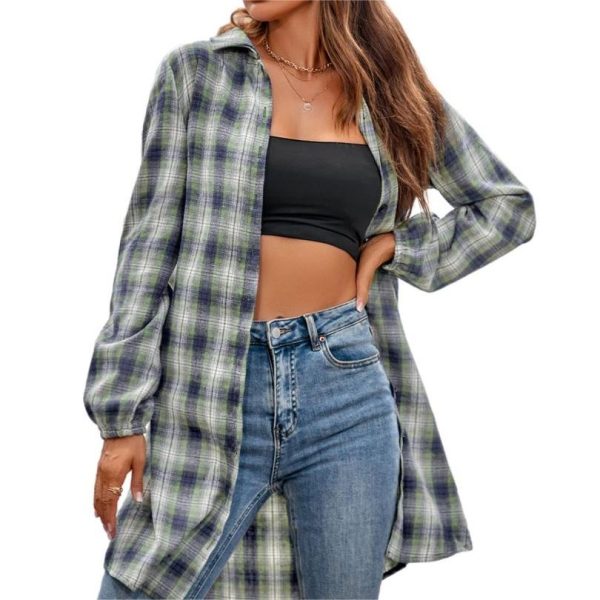 Women's Casual Chic Commuter Style Dress Multi-Way Plaid Belted for Daily Travel - Image 3