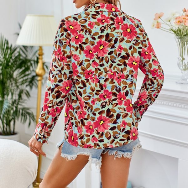 Summer New Arrivals Fashionable Floral Print Long Sleeve blusas para mujer - Image 3