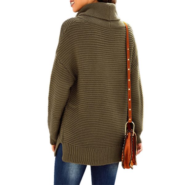 New design knitted women pullover winter tops turtleneck long sleeve solid color ladies sweaters - Image 3