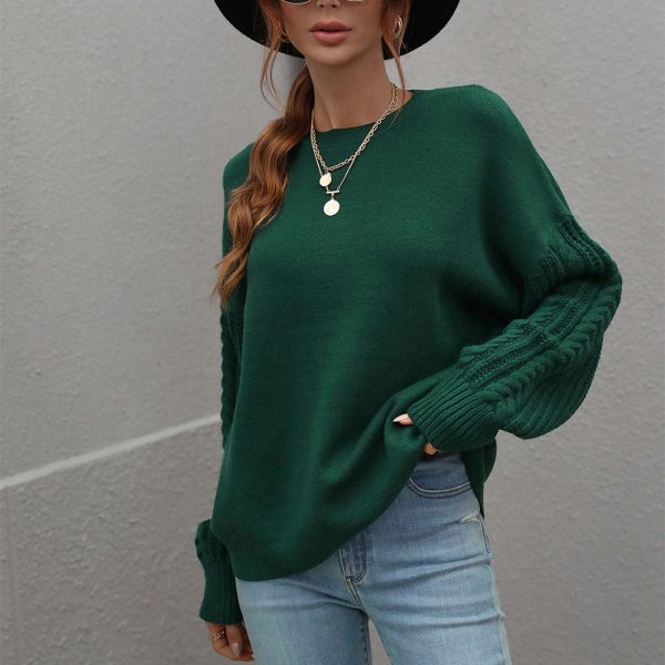 Clothing Autumn winter oversize women pure color long sleeve thick round neck twisted knitted sweater - Image 3