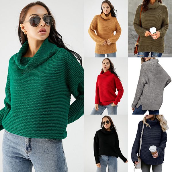 New design knitted women pullover winter tops turtleneck long sleeve solid color ladies sweaters