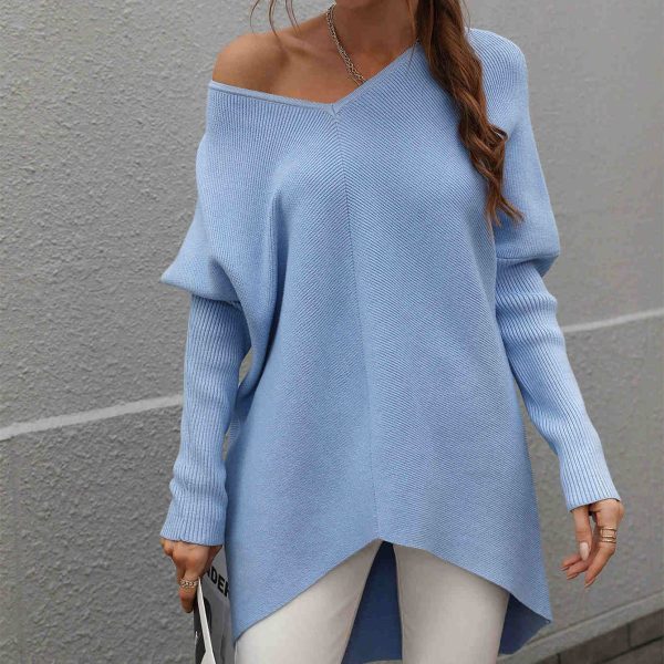 oversize solid color knitwear Hollow out knitted women elegant long sleeve winter sweaters