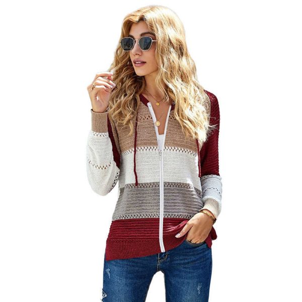 New arrivals casual cardigan coat color blocking knitted cardigan