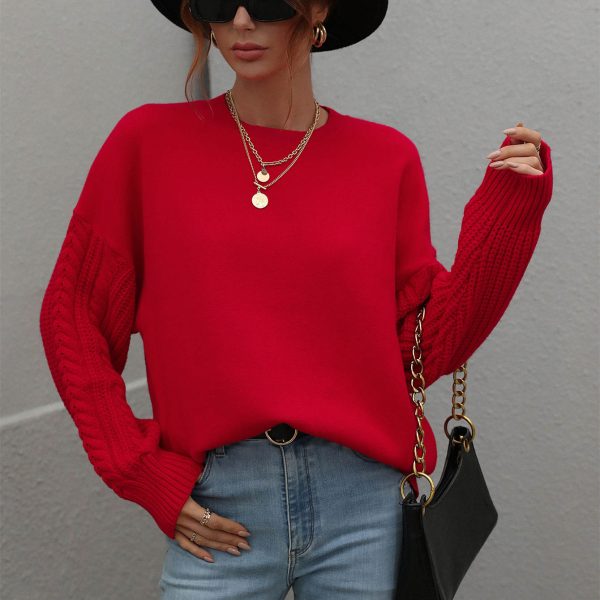 Clothing Autumn winter oversize women pure color long sleeve thick round neck twisted knitted sweater - Image 6