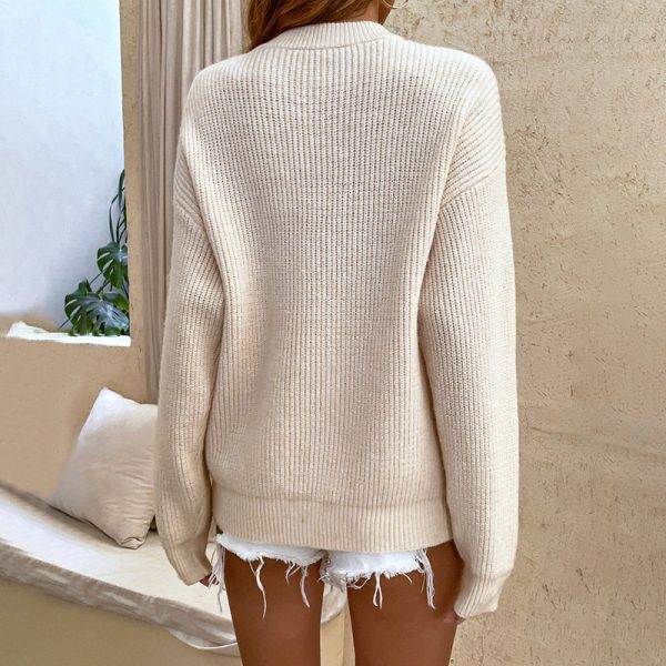 2024 women clothing autumn winter thicken jumper pure color button oversize knitwear long sleeve elegant sweaters - Image 6