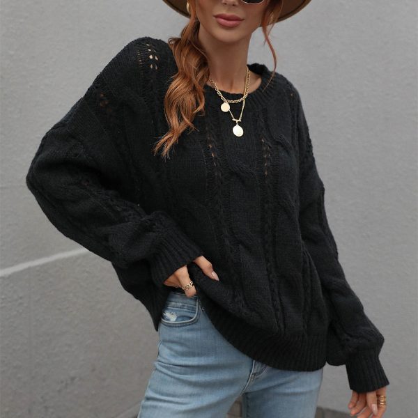 knitwear women fashion oversize twist pullover solid color off the shoulder sweaters - Image 4