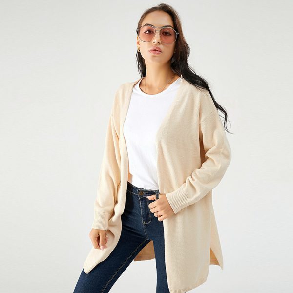New Arrivals Solid Color high quality simple Coat Women Knitted sweater Loose Elegant long Cardigans