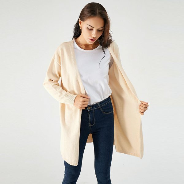 New Arrivals Solid Color high quality simple Coat Women Knitted sweater Loose Elegant long Cardigans - Image 5