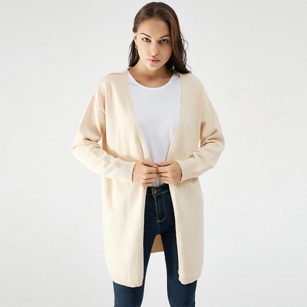 New Arrivals Solid Color high quality simple Coat Women Knitted sweater Loose Elegant long Cardigans - Image 3