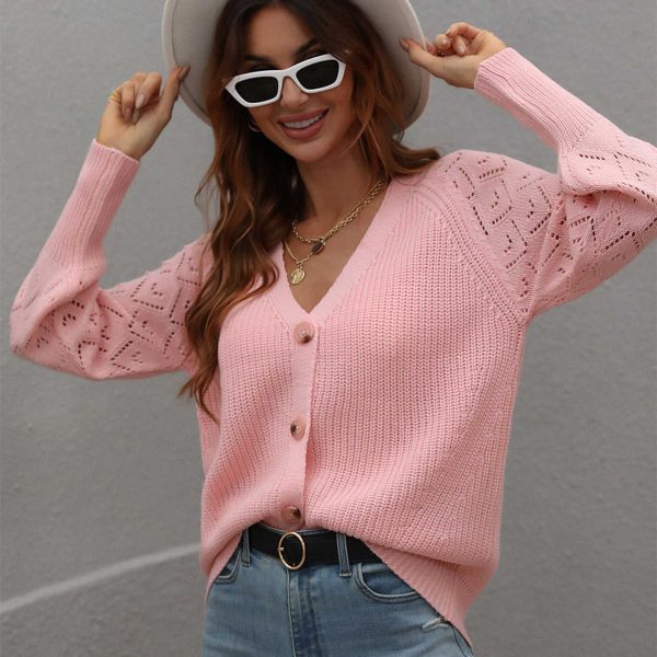 Women Winter Fall Cashmere Oversized Knit cardigan Ladies Coat hollow out single-breasted Sweaters - Image 5