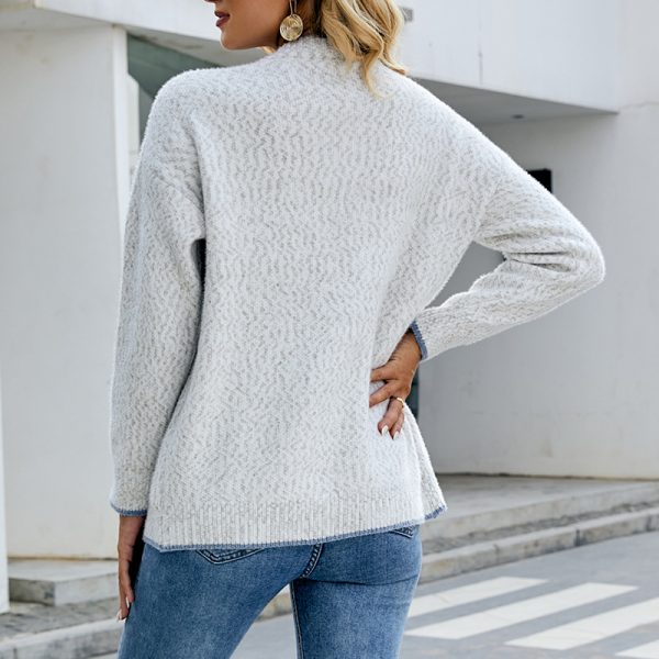 New arrivals color blocking v neck coat single-breasted long sleeve cozy sweaters women knitted cardigans - Image 4