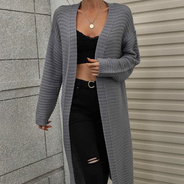 Trending fashion women casual knitted coat loose pure color knitwear long sleeve winter cardigan elegant sweaters - Image 3