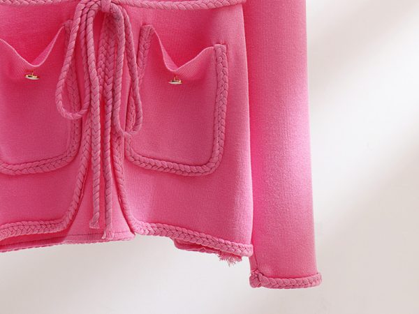 New arrivals cardigans cashmere sweater lace up twist women solid color elegant office 2 piece warm outfits - Image 4