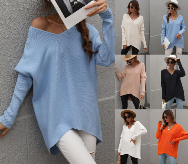 High quality oversize solid color sweater dress knitted women elegant long sleeve winter sweaters