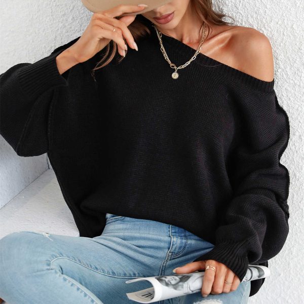 New design solid color elegant tops knitted o neck long sleeve oversize knitted sweaters for women - Image 4