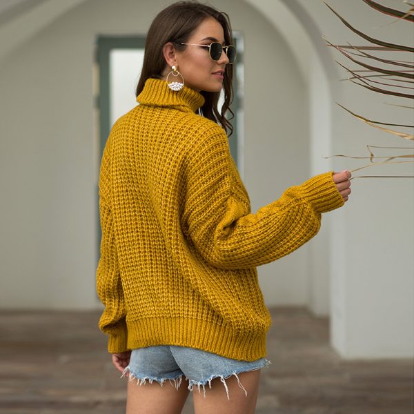 Autumn winter college style knitted women twist turtleneck pullover oversize solid color sweaters - Image 6