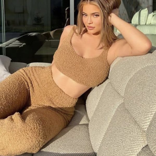 casual women lounge wear knitted v neck crop top pleated knitted wide leg pants 2 piece set - Image 4