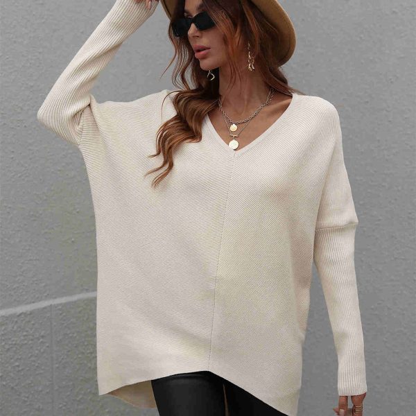 High quality oversize solid color sweater dress knitted women elegant long sleeve winter sweaters - Image 5