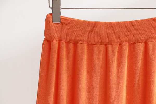 Spring summer loose solid color pullover mid-sleeve top mid-length half skirt knitted two-piece set women - Image 6