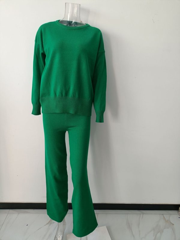 Knitted Two Piece Set Sweater Women Casual Elegant Outfit O-neck Knit Tops Winter 2 Piece Pant Suit - Image 6