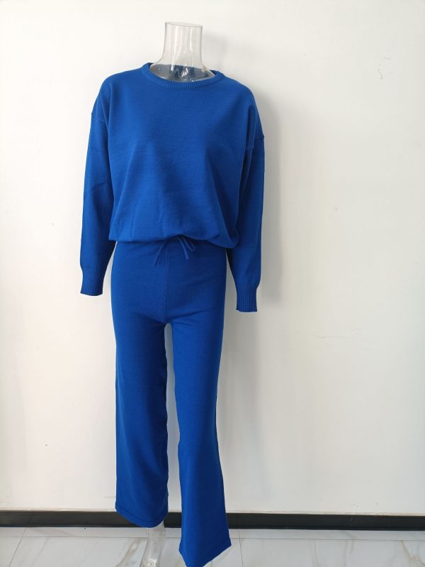 Knitted Two Piece Set Sweater Women Casual Elegant Outfit O-neck Knit Tops Winter 2 Piece Pant Suit - Image 5