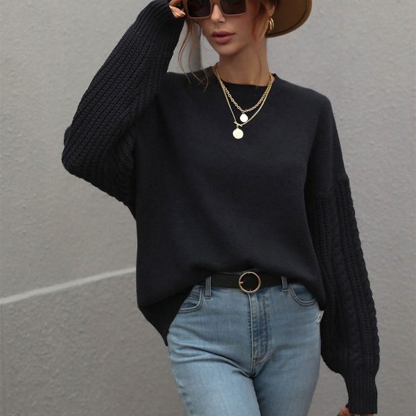 Clothing Autumn winter oversize women pure color long sleeve thick round neck twisted knitted sweater - Image 4
