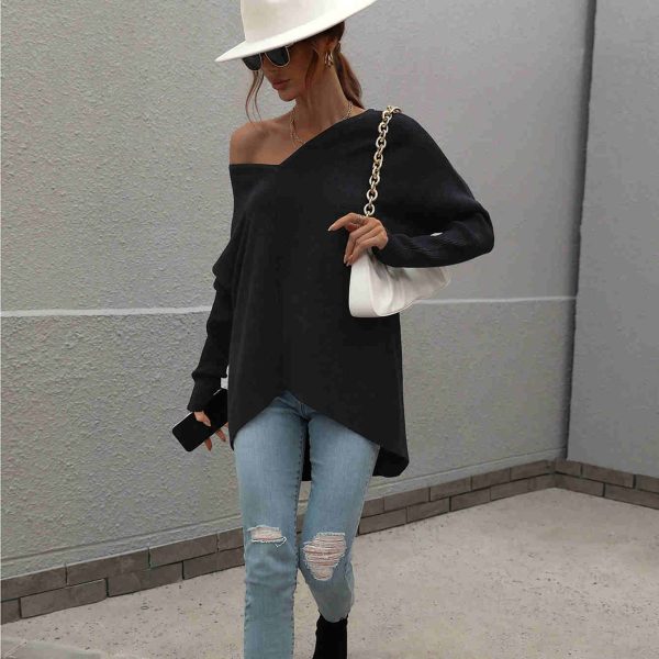 High quality oversize solid color sweater dress knitted women elegant long sleeve winter sweaters - Image 4