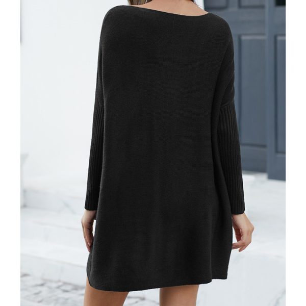 Hot sales women Elegant loose knitwear solid color Casual sweater maternity knitted long sleeve dress - Image 6
