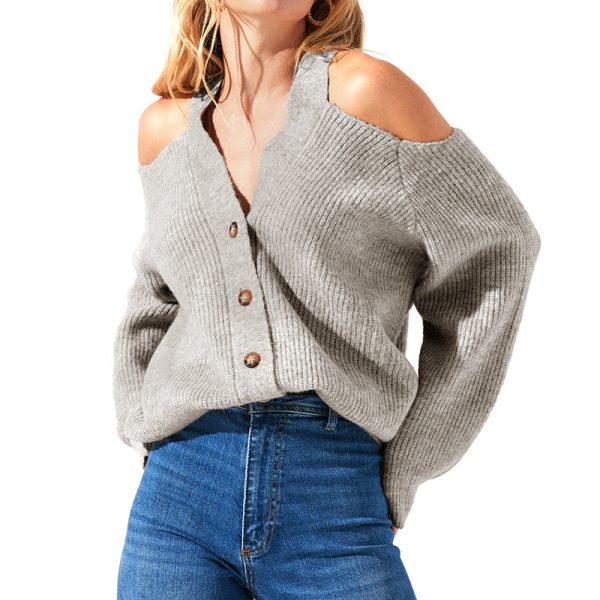 v neck long sleeve pullover knitwear cozy hollow out single-breasted sweaters cardigans women - Image 3