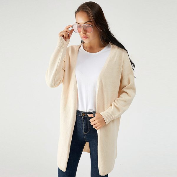 New Arrivals Solid Color high quality simple Coat Women Knitted sweater Loose Elegant long Cardigans - Image 2