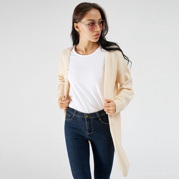 New Arrivals Solid Color high quality simple Coat Women Knitted sweater Loose Elegant long Cardigans - Image 4