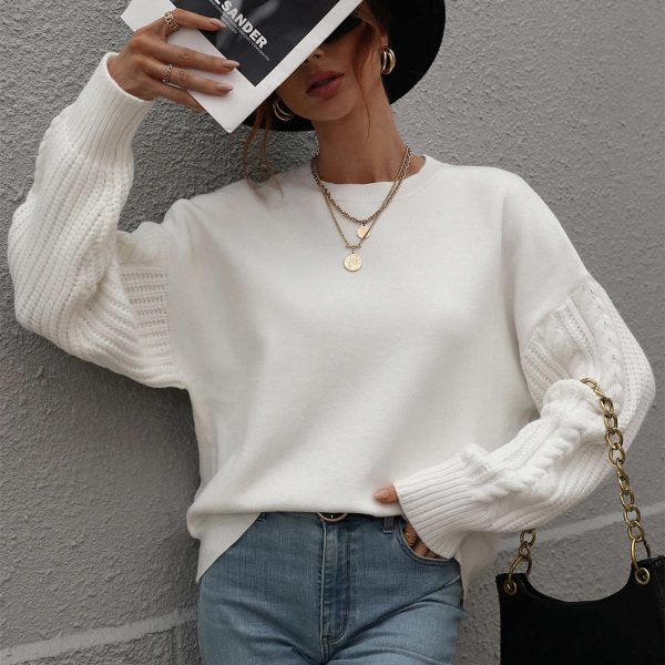 Clothing Autumn winter oversize women pure color long sleeve thick round neck twisted knitted sweater