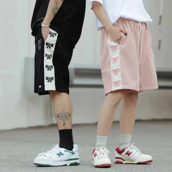 Sport Fitness Shorts Men's and women's 2024 summer baggy all-in-one bow slacks Jogger nickel pants