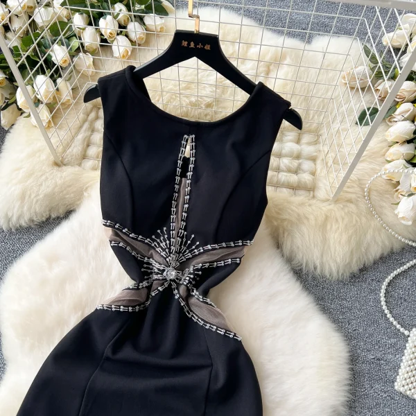 ZT1540 Evening Gown Party Dresswomen Sexy Luxury Embroidered Beaded Hollow Mesh Splicing Slim-fit Fishtail Elegant Maxi Dress - Image 2