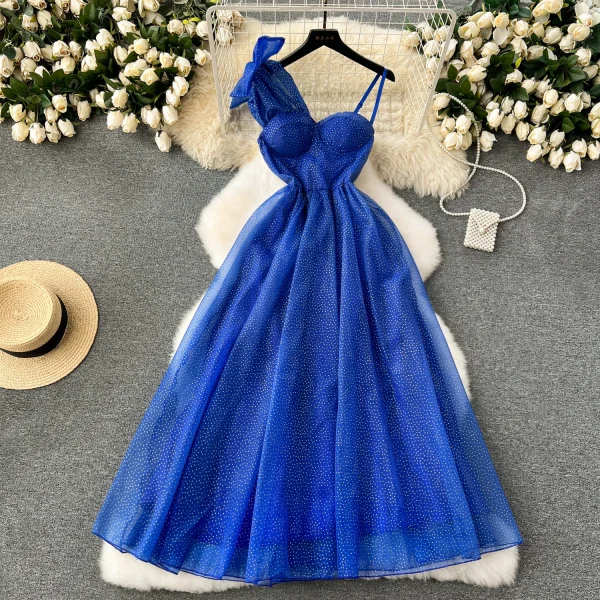 ZT1473 High-end Banquet Dress  Luxury Hot Diamond Bow Suspender Elegant Party Dresses Woman  Breast  Maxi Dress Evening Gown