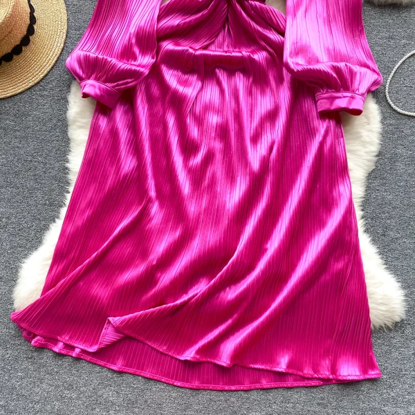 ZT1534 Elegant Mid-Length Satin Dress with Luxury Diamond Collar High-Grade Sense Fashion for Order Model Number - Image 6