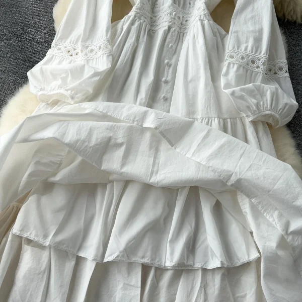 ZT1463 French High-grade Lace Splicing V-neckWoman Clothes Fashion Elegant Woman Clothes Printed Dress Midi Dresses - Image 5