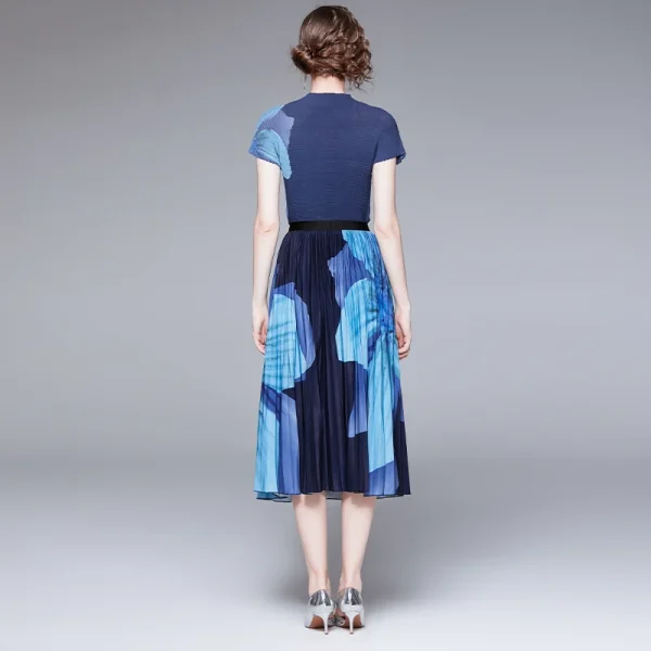 LE1323 Original Design Miyake Pleated Top Fashion Sets Skirt Boutique Women New Loose Elastic Long Skirt 2 Piece Set - Image 3
