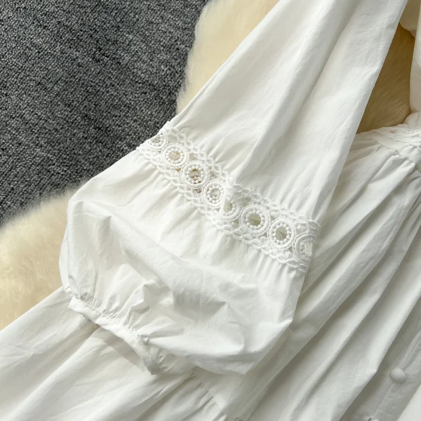 ZT1463 French High-grade Lace Splicing V-neckWoman Clothes Fashion Elegant Woman Clothes Printed Dress Midi Dresses - Image 6