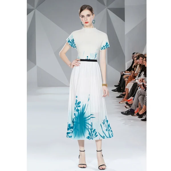 LE1337 Direct Plus Size Boutique Womens Print Skirts and Dresses Pleated 2 Piece Dresses Tops and Skirts Sets - Image 3