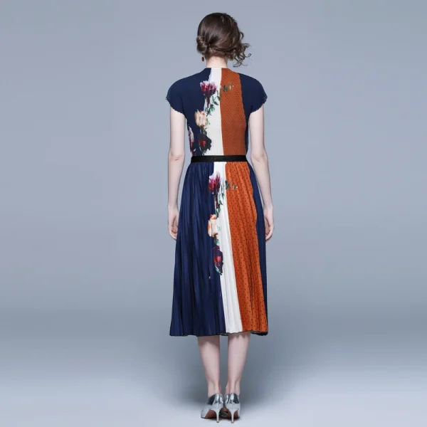 LE128New Arrival Women'S Casual Set Fashion Miyake Pressed Pleated Top Long Printed Pleated Skirt Boutique Women Two-Piece Set - Image 4