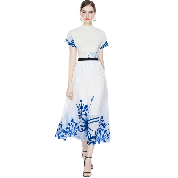 LE1337 Direct Plus Size Boutique Womens Print Skirts and Dresses Pleated 2 Piece Dresses Tops and Skirts Sets