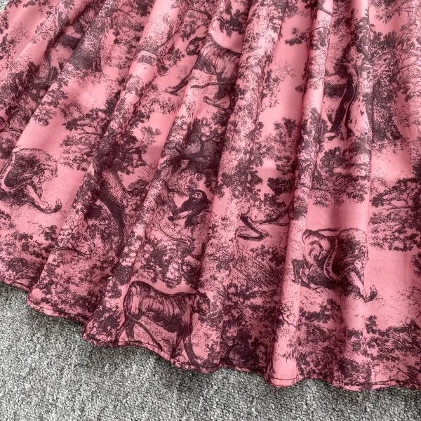 ZT1486 European Vintage  Printed Dress Female Summer Polo Collar Waist Slimming Romantic Elegant Design Maxi Dress - Image 4
